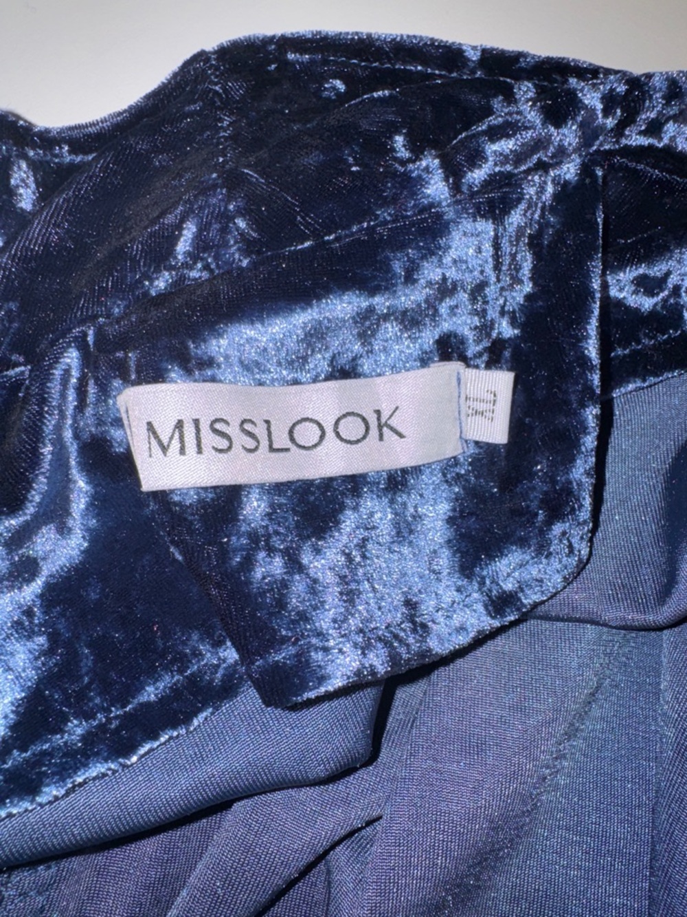 Misslook Crushed Velvet Open Front Cardigan Duster | Navy Blue Luxe - Picture 4 of 9